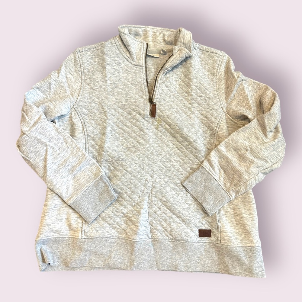 EUC L.L. Bean Great quarter zip with leather zipper pull XL Petite